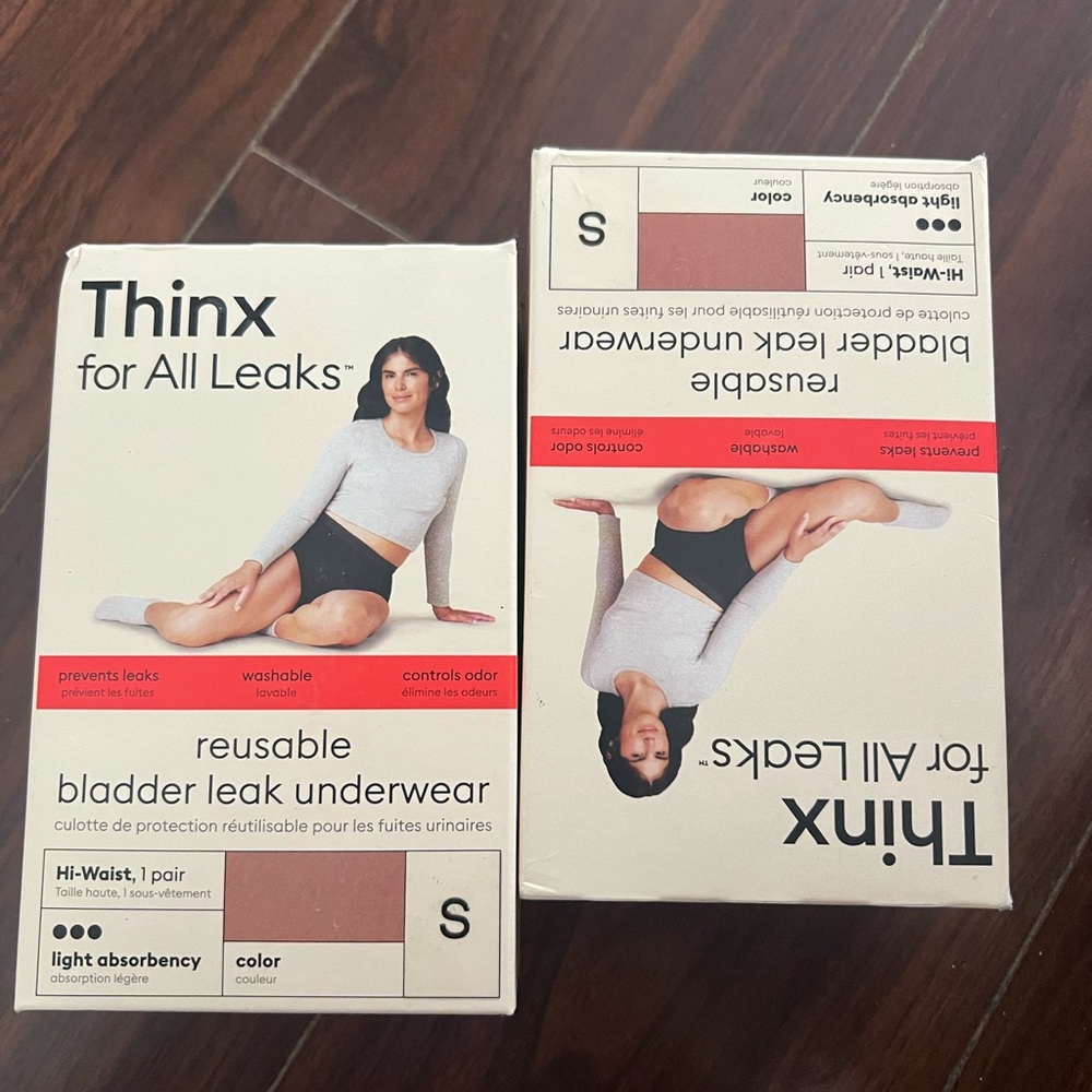 Thinx For All Leaks Underwear Reusable Hi-Waist Light Absorbency Size S, 2 Packs